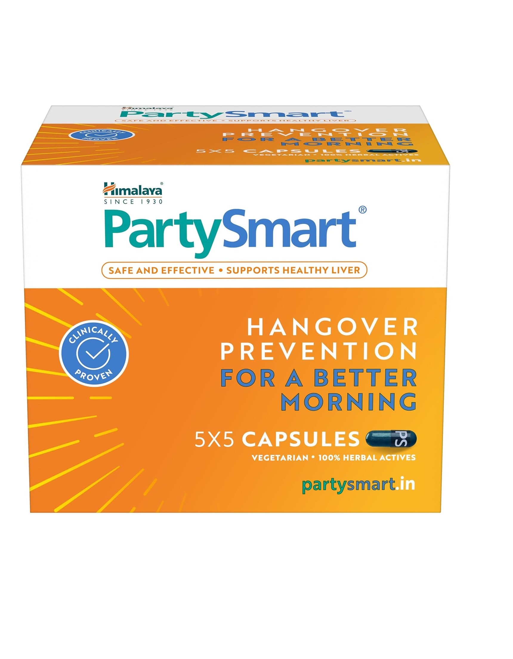 Himalaya PartySmart (25 Capsules) – Advanced Liver Support & Hangover Prevention – Natural Ayurvedic Supplement for a Better Morning