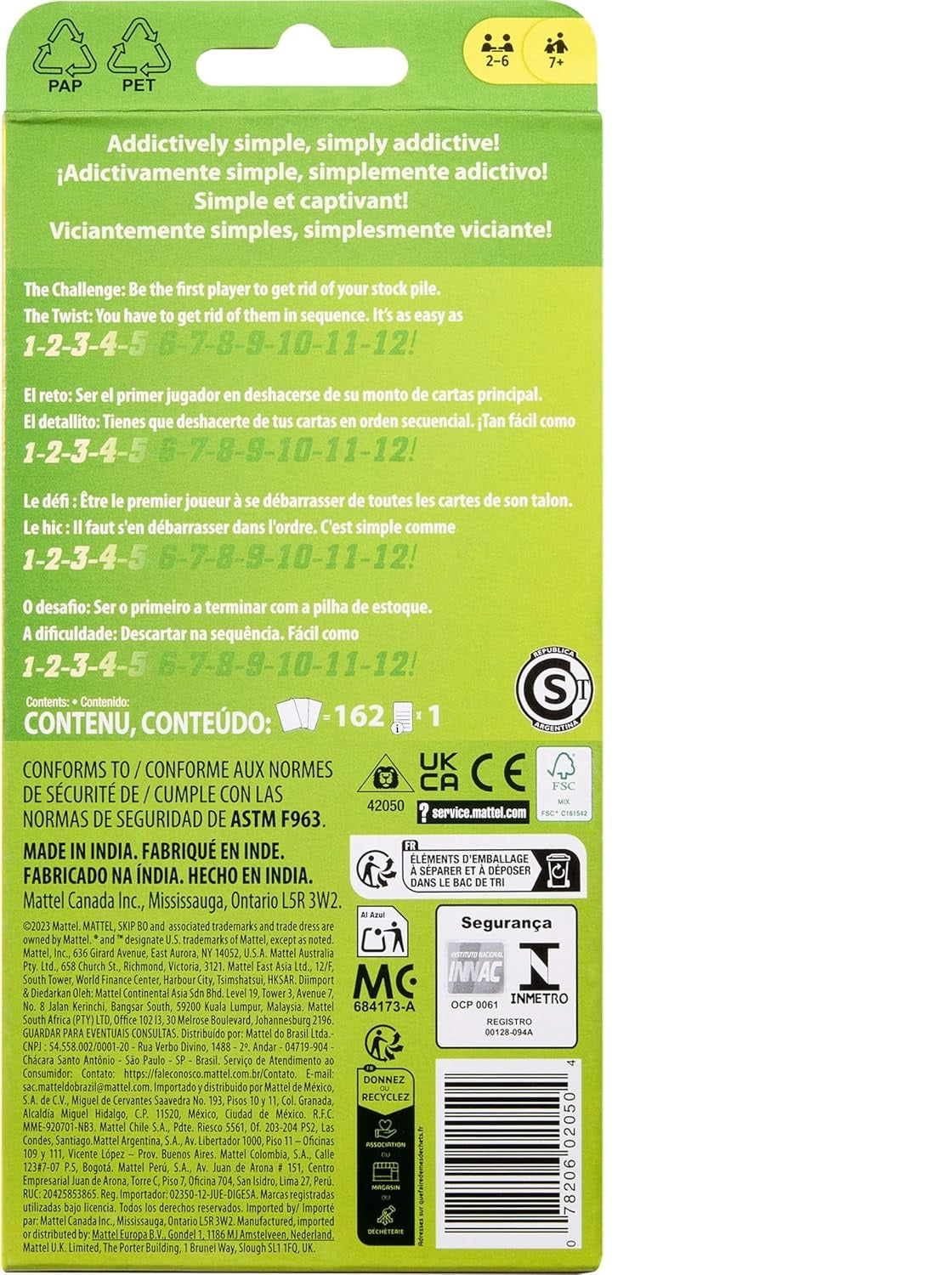 Mattel Skip-Bo Card Game for Kid