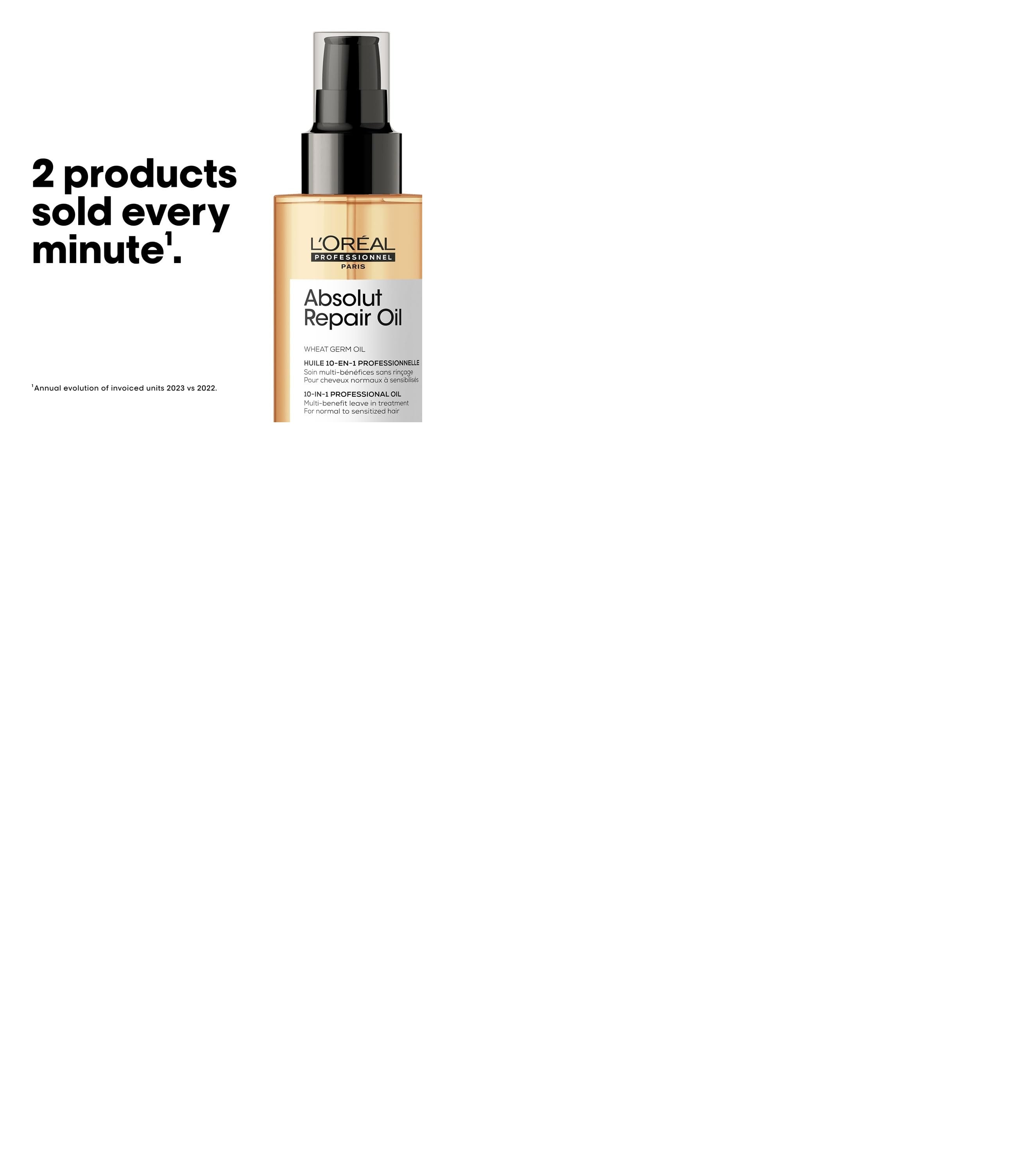 L'Oreal Professionnel Absolut Repair 10-in-1 Multi-Benefit Hair Serum for Dry Frizzy Hair - 90ml