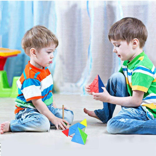 Cube Combo Set of 2x2, 3x3 and Pyramid Pyraminx Triangle High Speed Stickerless Magic Cube Puzzle