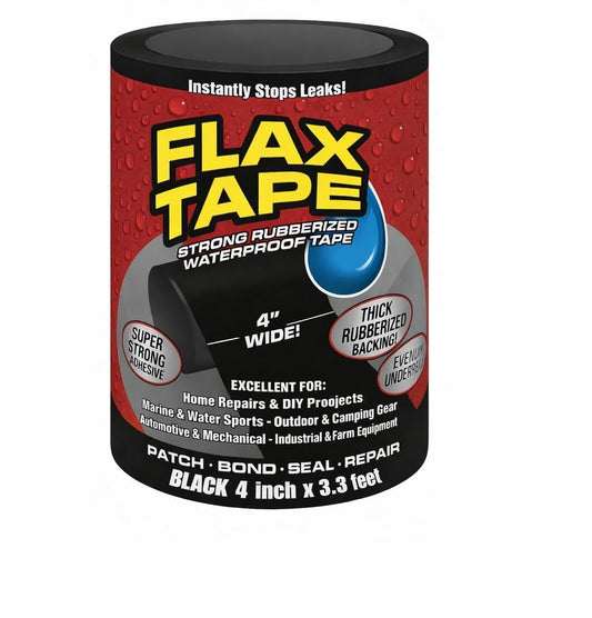 Flex Tape Strong Rubberized Waterproof Tape, Marine, 4 inches x 5 feet, Black