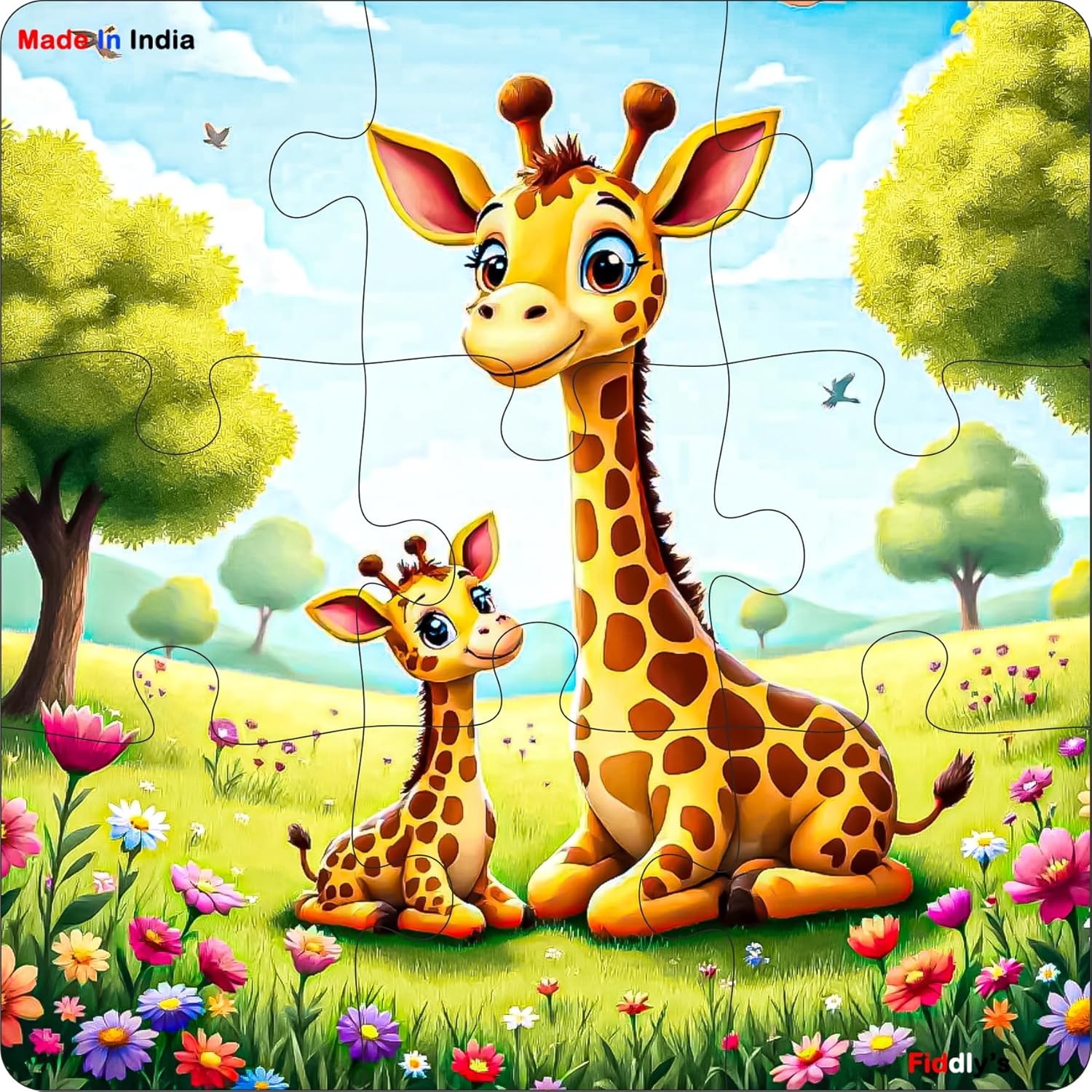Single Layered Wooden Jigsaw Puzzle Games for Children & Kids -9 Pieces Age 2 3 4 5 6 Year Old Years Old Girls & Boys Animals Jigsaw Puzzle