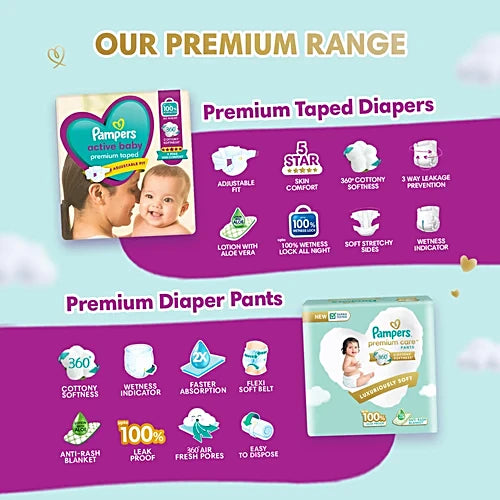 Pampers Active Baby Diapers - Small, 3-8 kg, 66 pcs