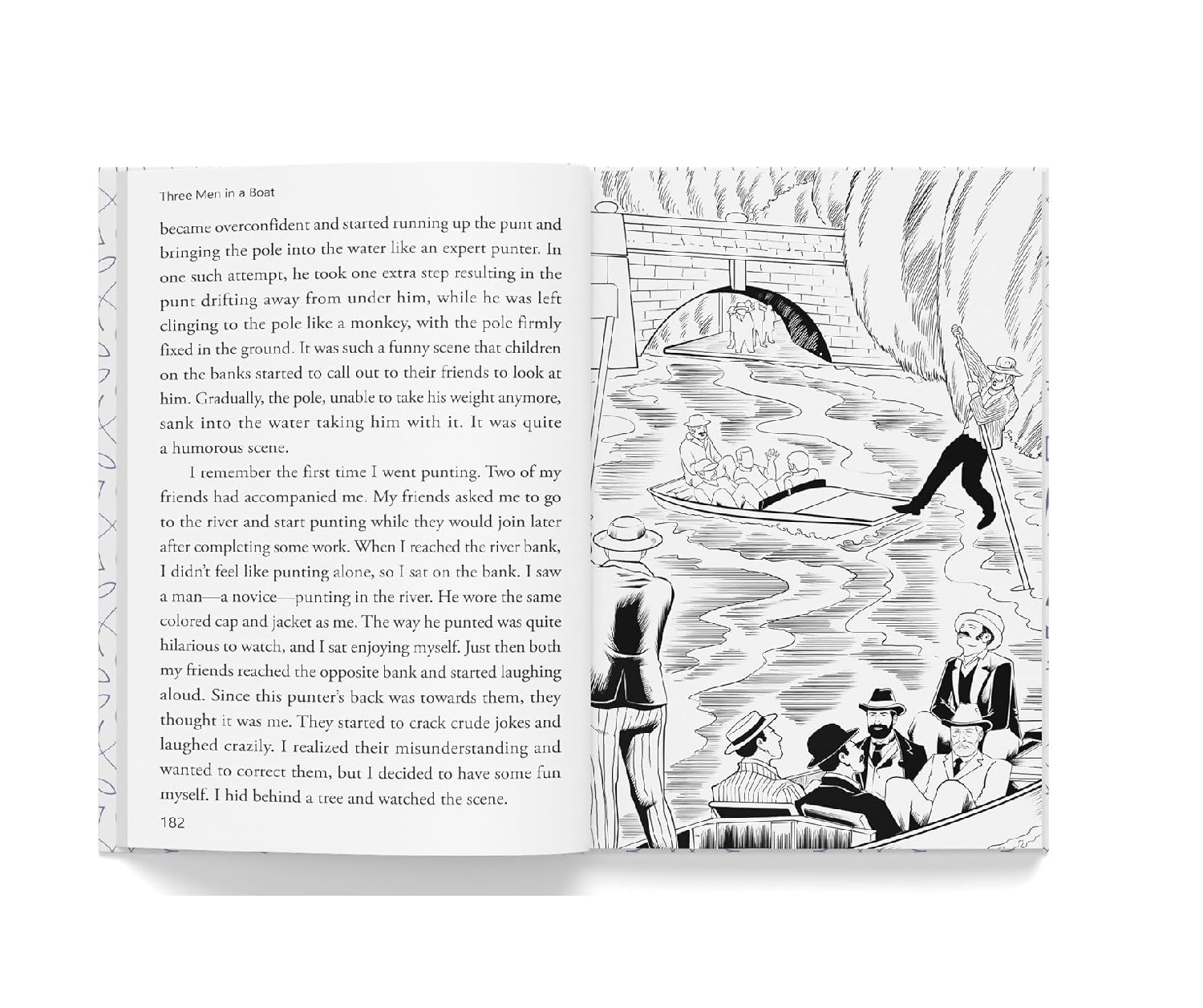 Three Men in a Boat : Illustrated Abridged Children Classics English Novel with Review Questions Hardcover  Book