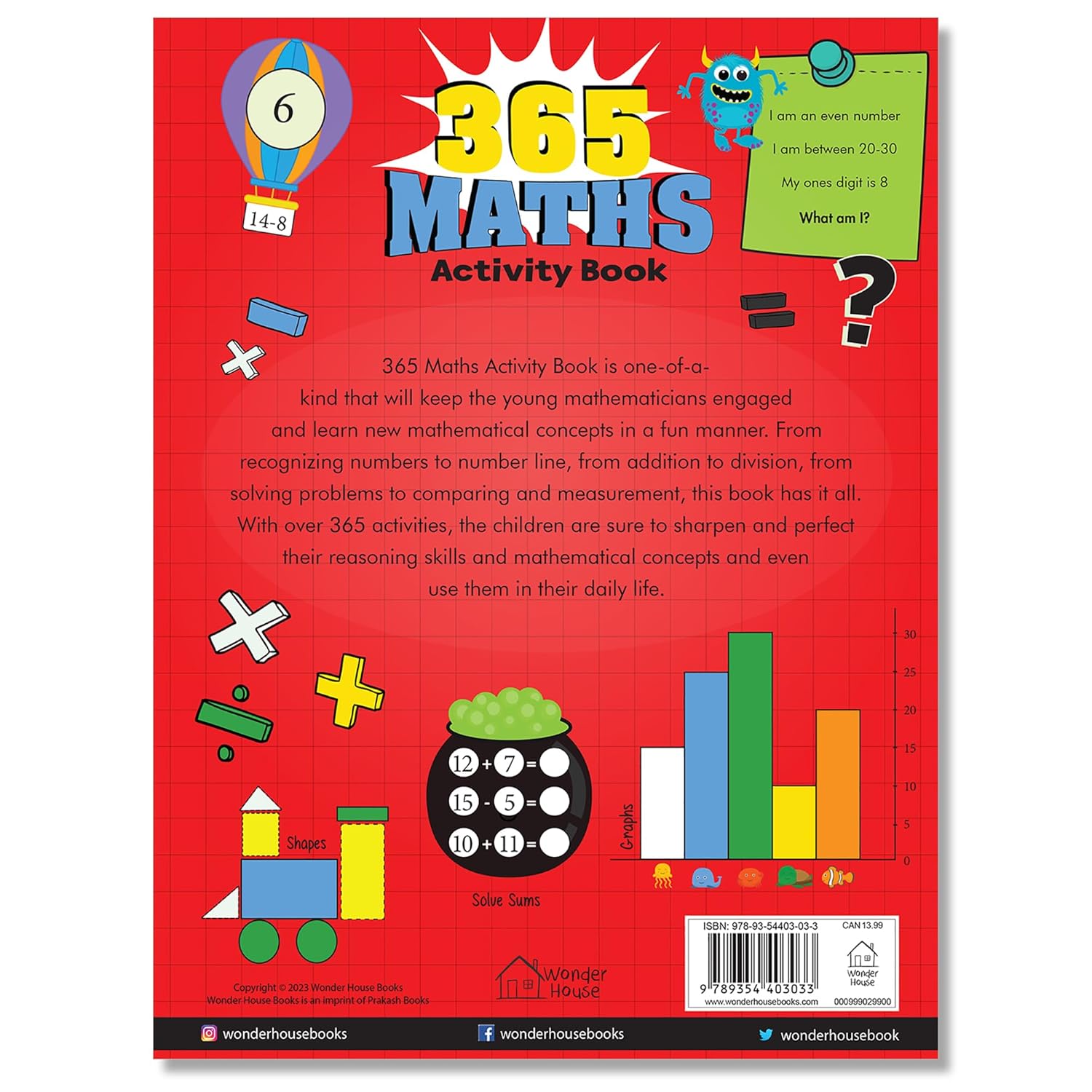 365 Maths Activity Book: Fun Activities and Practice Sheets | Learn Counting, Addition & Subtraction | Paperback