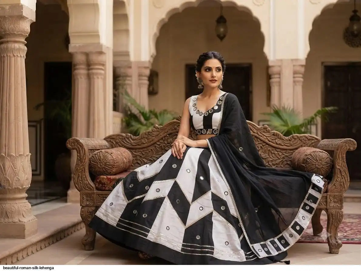 BEAUTIFUL ROMAN SILK LEHENGA