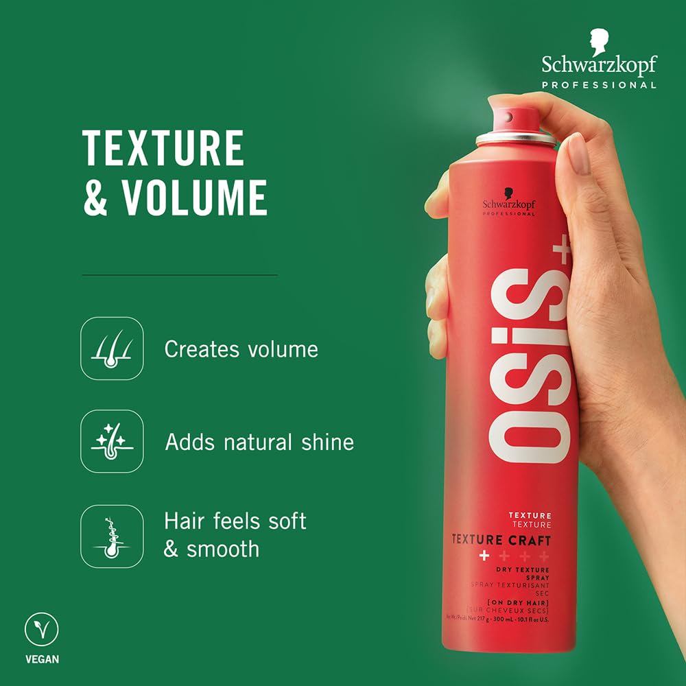 Schwarzkopf Professional OSiS+ Texture Craft Dry Texture Hair Styling Spray Mist I Non Crispy Hair With a Natural Shine I Vegan | Fine Dry Spray Mist | Flexible hold | 300 ml