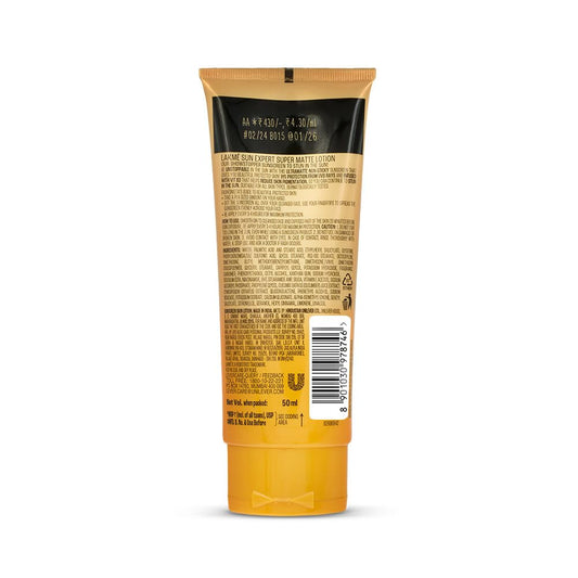 Lakme Sun Expert SPF 25 PA++ Super Matte Lotion Sunscreen, Lightweight, Non Sticky,50ml