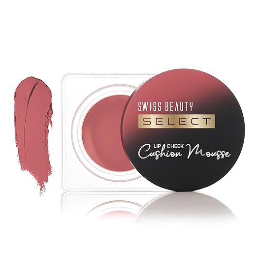 Swiss Beauty Select Lip And Cheek Cushion Creamy Mousse with Vitamin E | 12 Hours Stay | Shade- Vogue Rose, 4.5gm |