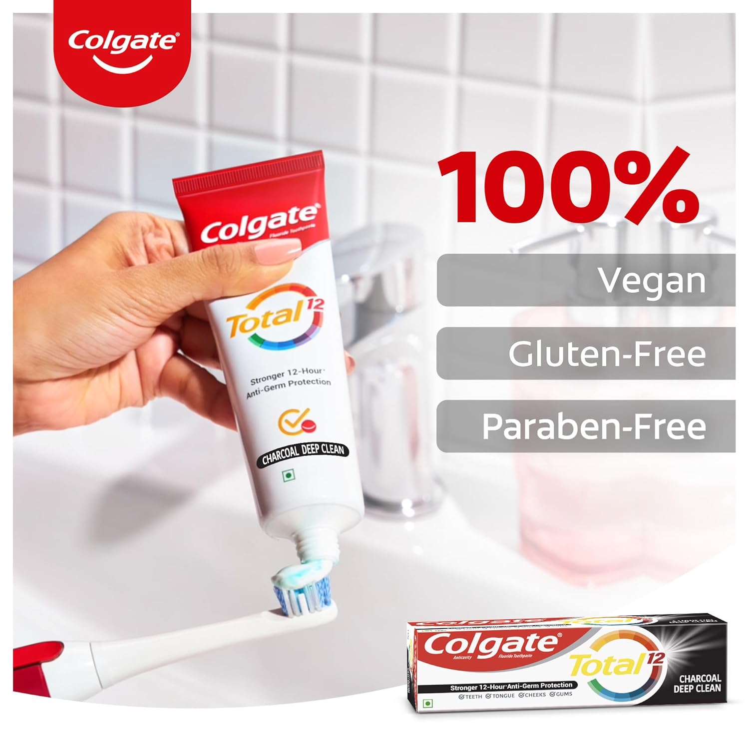 Colgate Total Whole Mouth Health, Antibacterial Toothpaste, 120gm (Charcoal Deep Clean)