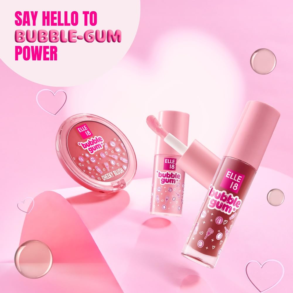 Elle 18 Bubblegum Lip Jelly, Lip Gloss - Cherry, Pigmented, Fuller Lips|5 ml