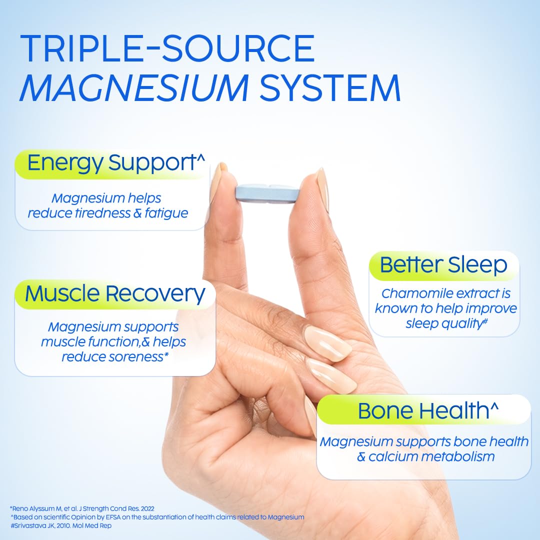 PLIX THE PLANT FIX Tri-Magnesium Plus Tablets With 1600mg Triple Magnesium Complex with Chamomile Extract | Helps in reduce muscle soreness & supports sleep | 60 Tablets
