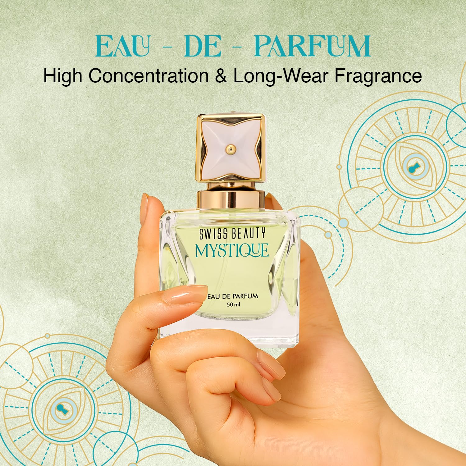 Swiss Beauty Mystique EDP | Long-Lasting | Ideal For Gifting | Everyday Wear | Top Note: Pink Pepper | Middle Notes: Rose & Raspberry Flowers | Base Note: Amber | 50ml