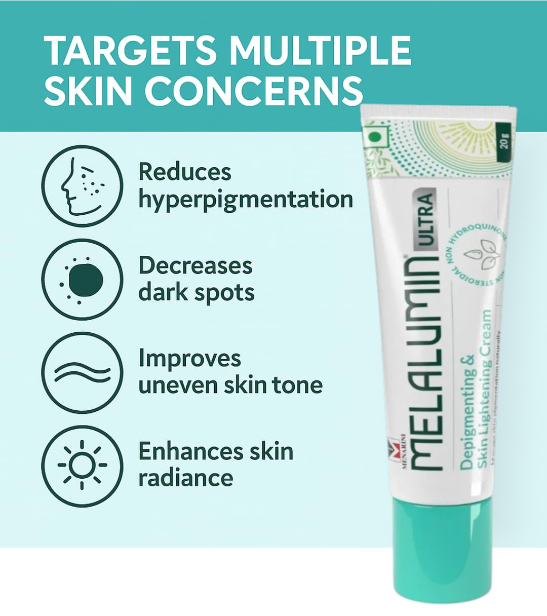 Melalumn Ultra Advanced Depigmenting - Fastest Skin Lightening cream and Radiance-Enhancing Cream with Niacinamide, Glycolic Acid, Kojic Acid, and Arbutin for Hyperpigmentation Treatment and Even Skin Tone, 20g