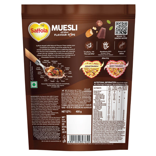 Saffola Muesli Choco Crunch with Flavour Pops, 400 gm/450 gm |