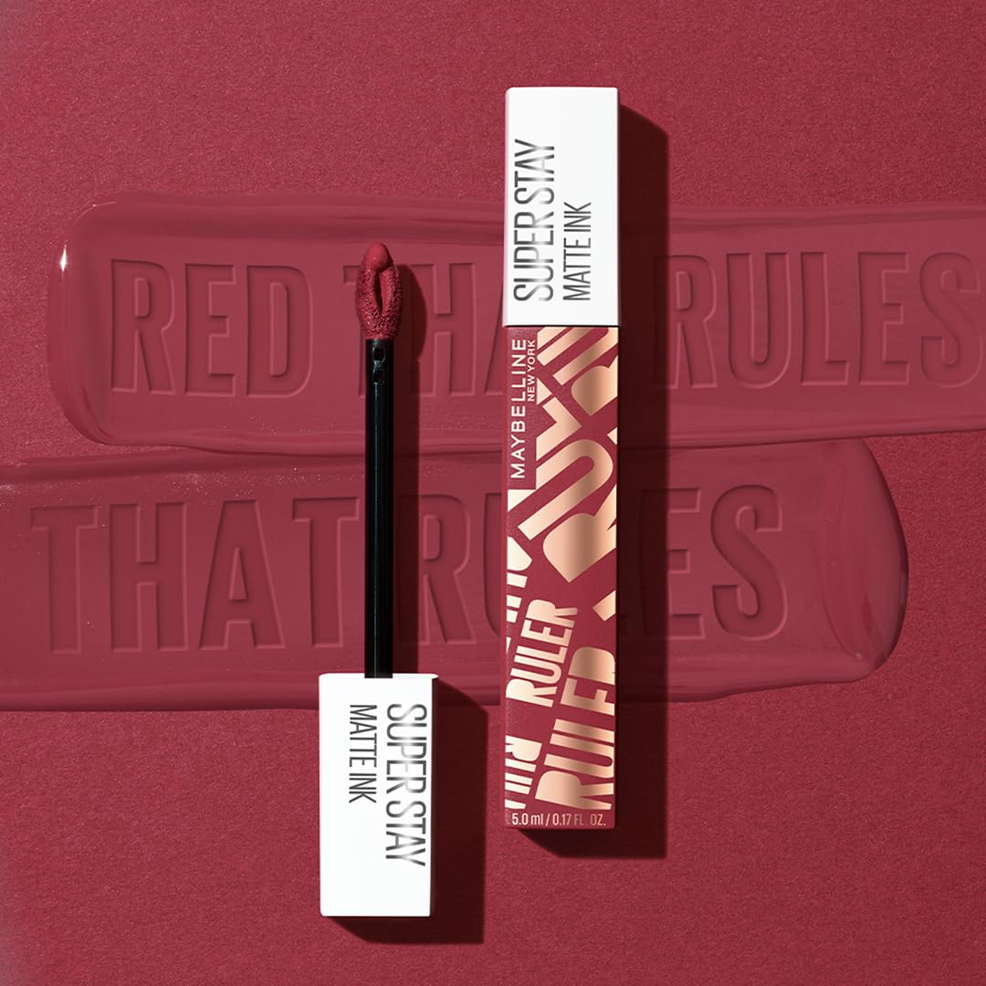 Maybelline New York SuperStay Matte Ink Liquid Lipstick - Iconic Ruler, Highly pigmented, Transfer Proof & Fade Proof. Maybelline New York SuperStay Matte Ink Liquid Lipstick Lasts Up To 16 Hour|5 ml