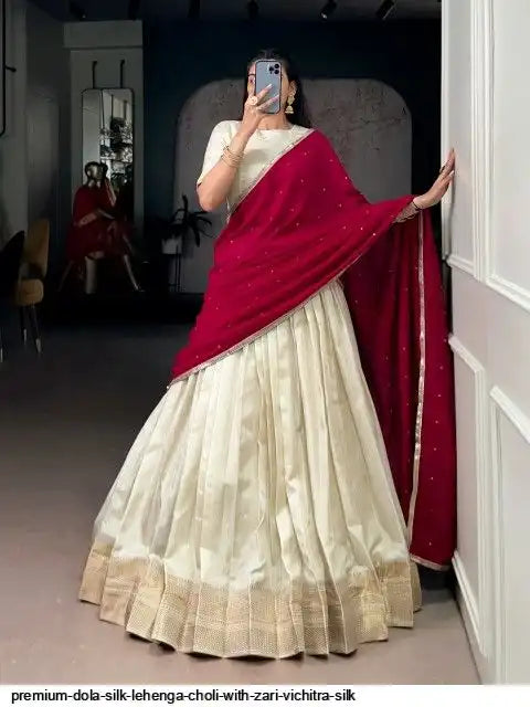 PREMIUM DOLA SILK LEHENGA CHOLI WITH ZARI VICHITRA SILK