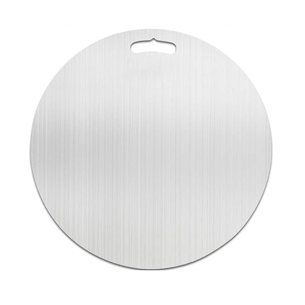 HOMIFY Round Shape Stainless Steel Chopping Cutting Metal Board for Kitchen | Chopping Board for Vegetables Breads and Meats Boards | Heavy Duty Safe Durable (Size: 31cm Diameter*1.5mm Thick)