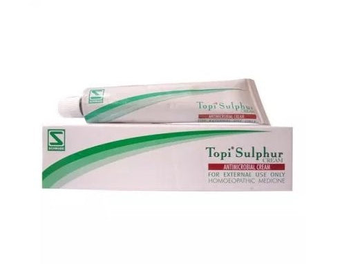 Dr Willmar Schwabe India Homoeopathic Topi Sulphur Cream (25g) for Itching Pimples Dandruff