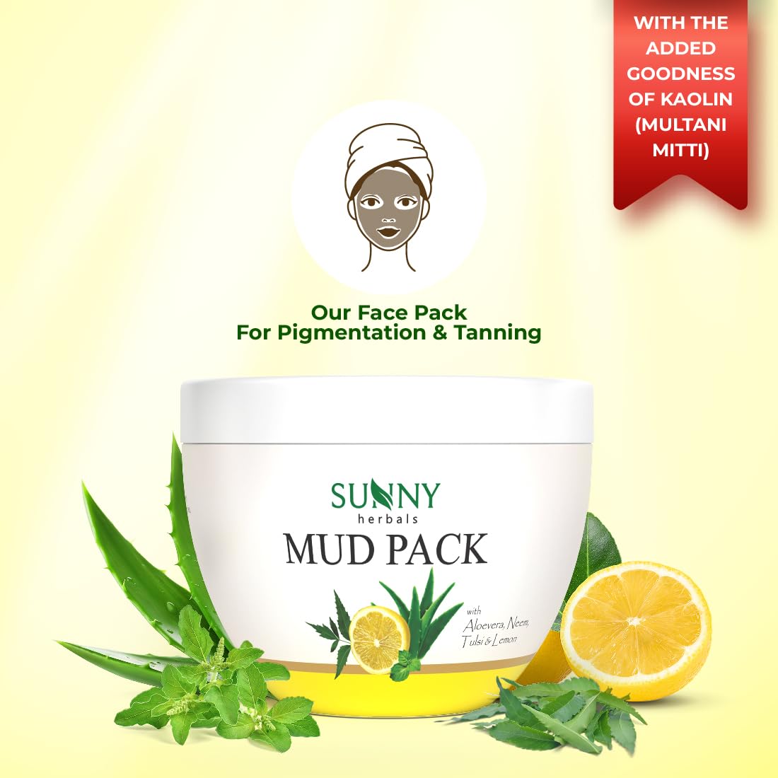 Bakson’s Sunny Mud Pack with Aloe Vera, Neem,Tulsi & Lemon 150gm for skin infections dry skin
