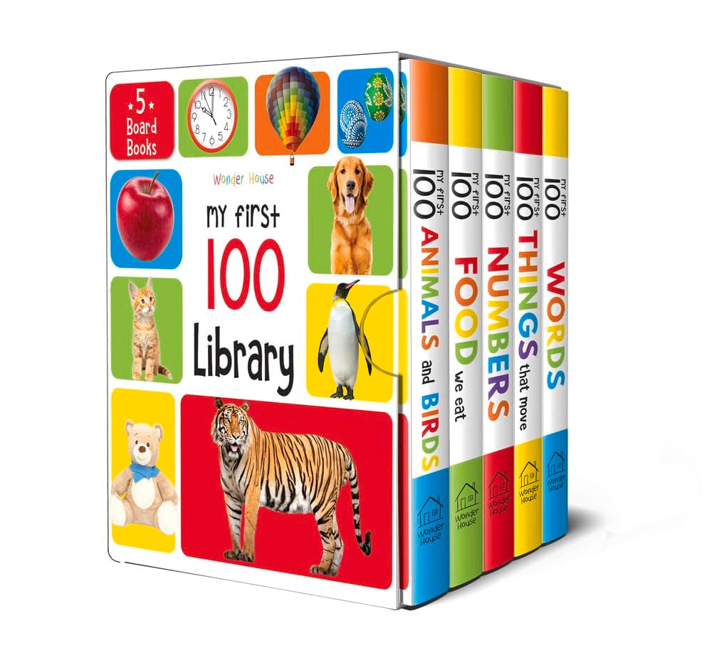 My First 100 Library: Boxset of 5 Early Learning Board Books for Kids | Board book - Coloring Book