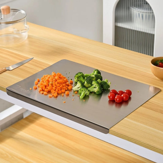 Nestasia Stainless Steel Counter Top Chopping Board (41.5cm x 29cm) with Markings Stainless Steel Cutting Board (Silver Pack of 1 Dishwasher Safe)