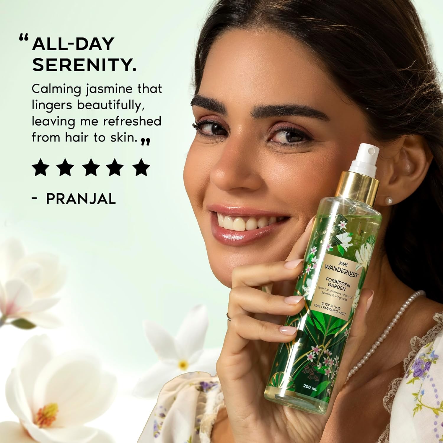 Nykaa Wanderlust Forbidden Garden Body & Hair Fine Fragrance I | Perfume Mist for Women – 200 ml I Jasmine and Magnolia |