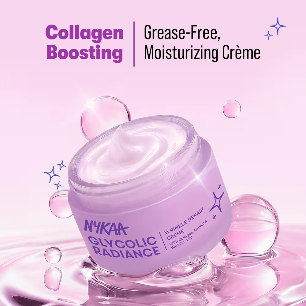 Nykaa Glycolic Radiance Wrinkle Repair & Glow Creme, Grease-Free, for Dull Dry & Combination Skin (50ml)