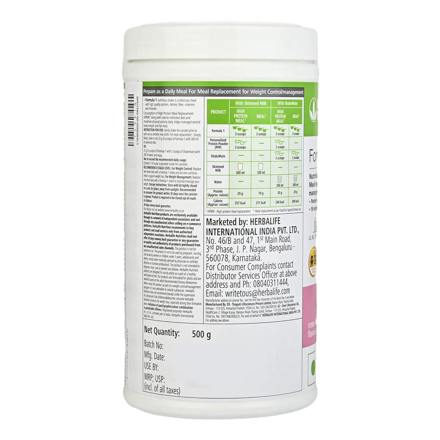 Herbalife Formula 1 - Nutritional Shake Mix - Rose Kheer Flavour - 500 gm