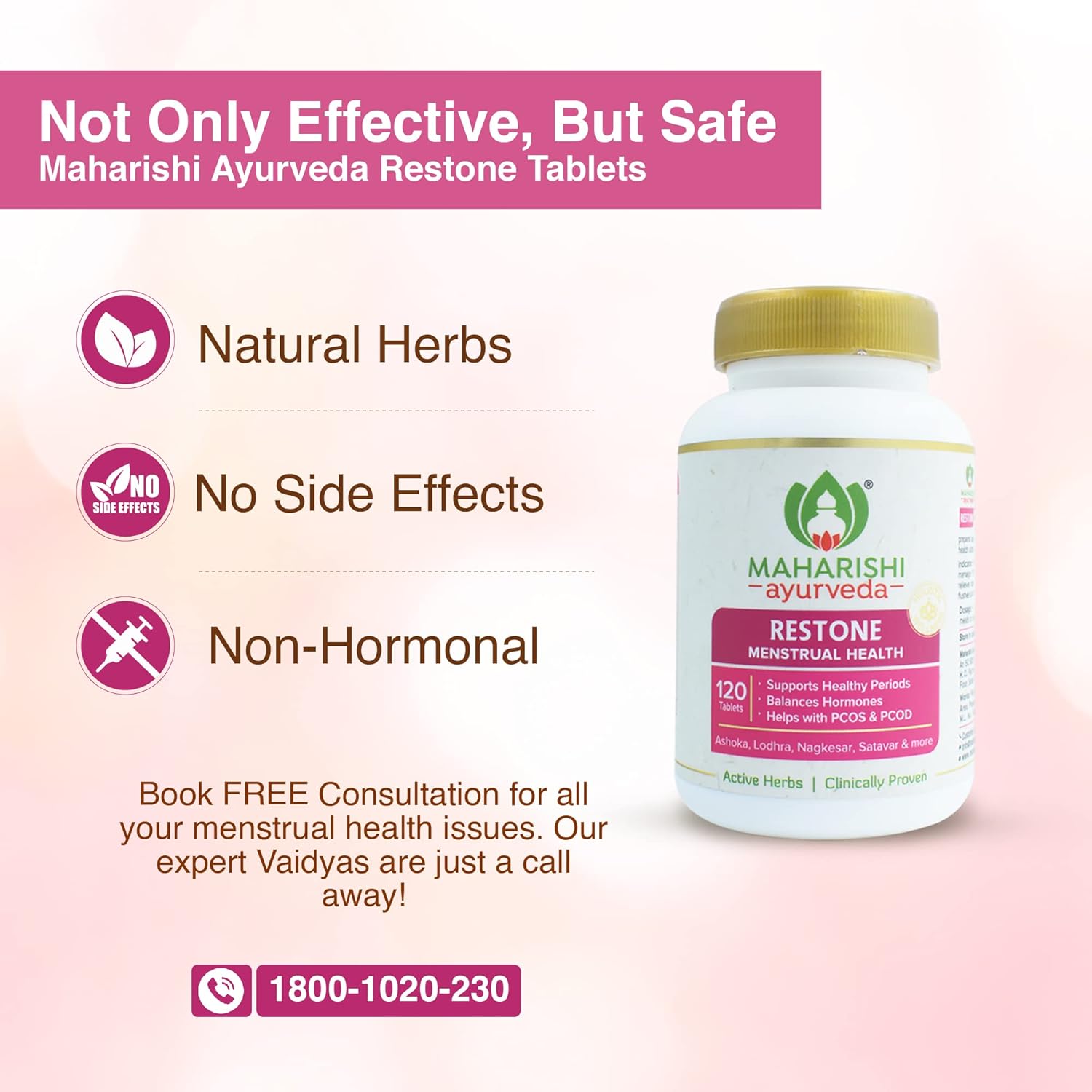 Maharishi Ayurveda Restone Tablets (120 Tablets) For PCOD and PCOS, stress, digestion and metabolism