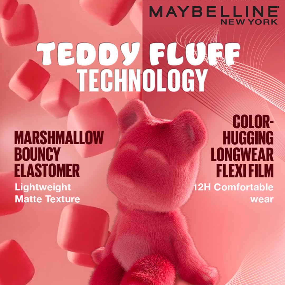 Maybelline New York Super Stay Teddy Tint - Lip and Cheek Color, Keep It Cozy, 5ml | Teddy Soft Matte up to 12Hr |Multi Use |Comfortable Long wear formula |Buildable |Natural flushed look in one swipe