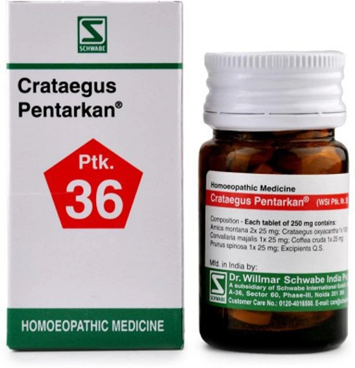 Dr Willmar Schwabe India Homoeopathic Crataegus Pentarkan (20gm) Tablets (Ptk. 36) for weakness stress