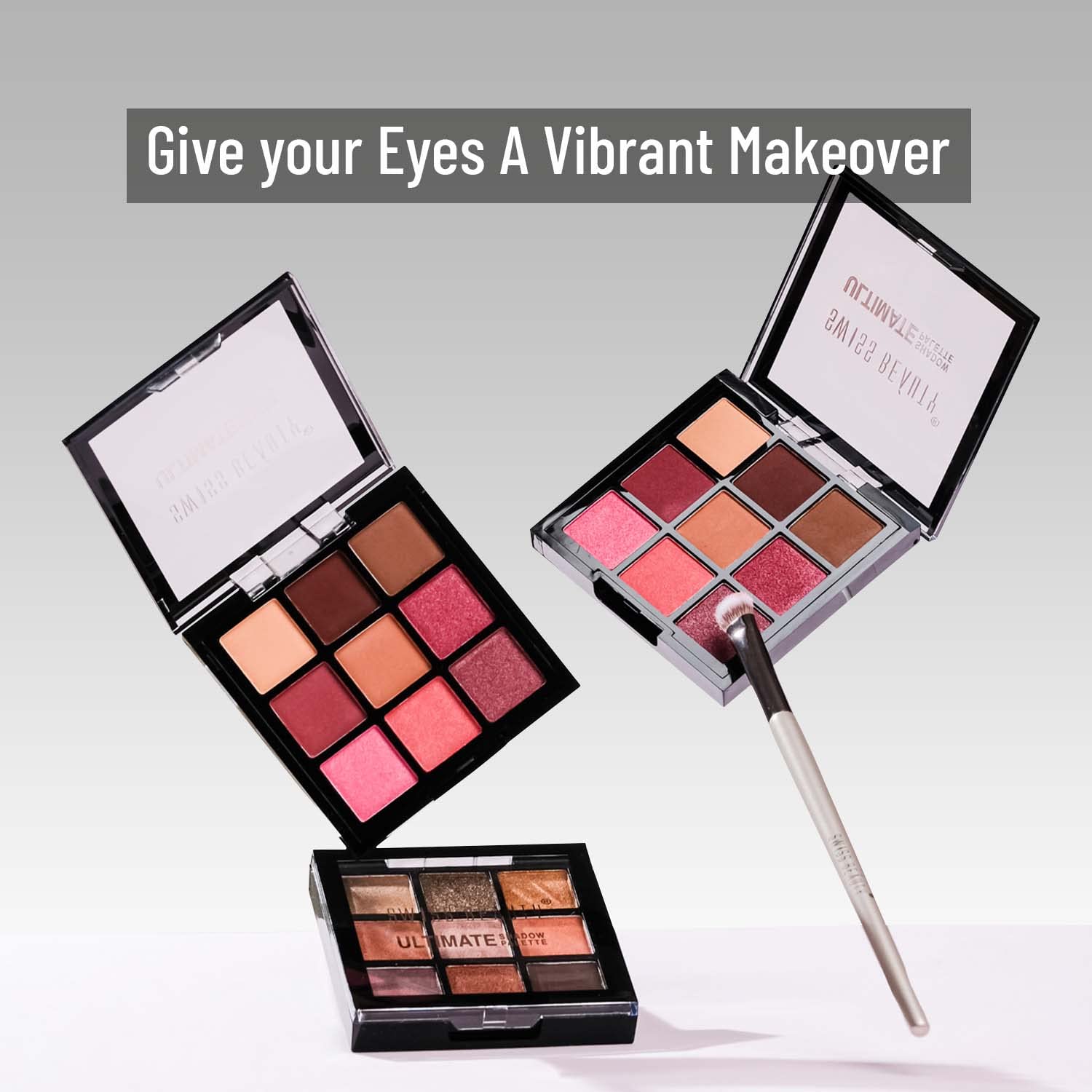 Swiss Beauty Ultimate 9 Pigmented Colors Eyeshadow Palette Long Wearing And Easily Blendable Eye Makeup Palette Matte, Shimmery And Metallic Finish - Multicolor-08, 6G
