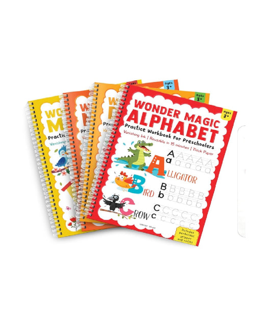 Wonder Magic – Pack of 4 Books Interactive Learning Set: Maths, Drawing, Numbers & Alphabet