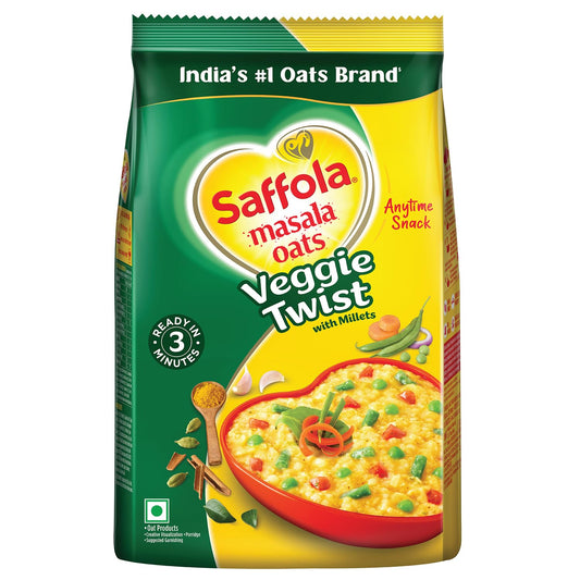 Saffola Masala Oats | 1kg |Veggie Twist | Tasty, Anytime Snack | Ready in 3 mins |