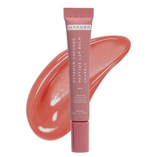 Hyphen Tinted Lip Balm - Hazel | 1% Vitamin E, 2% Squalane & Peptides | Brightening Lip Balm for Dark Lips | 24h Moisturization for Dry Lips - 10 gm