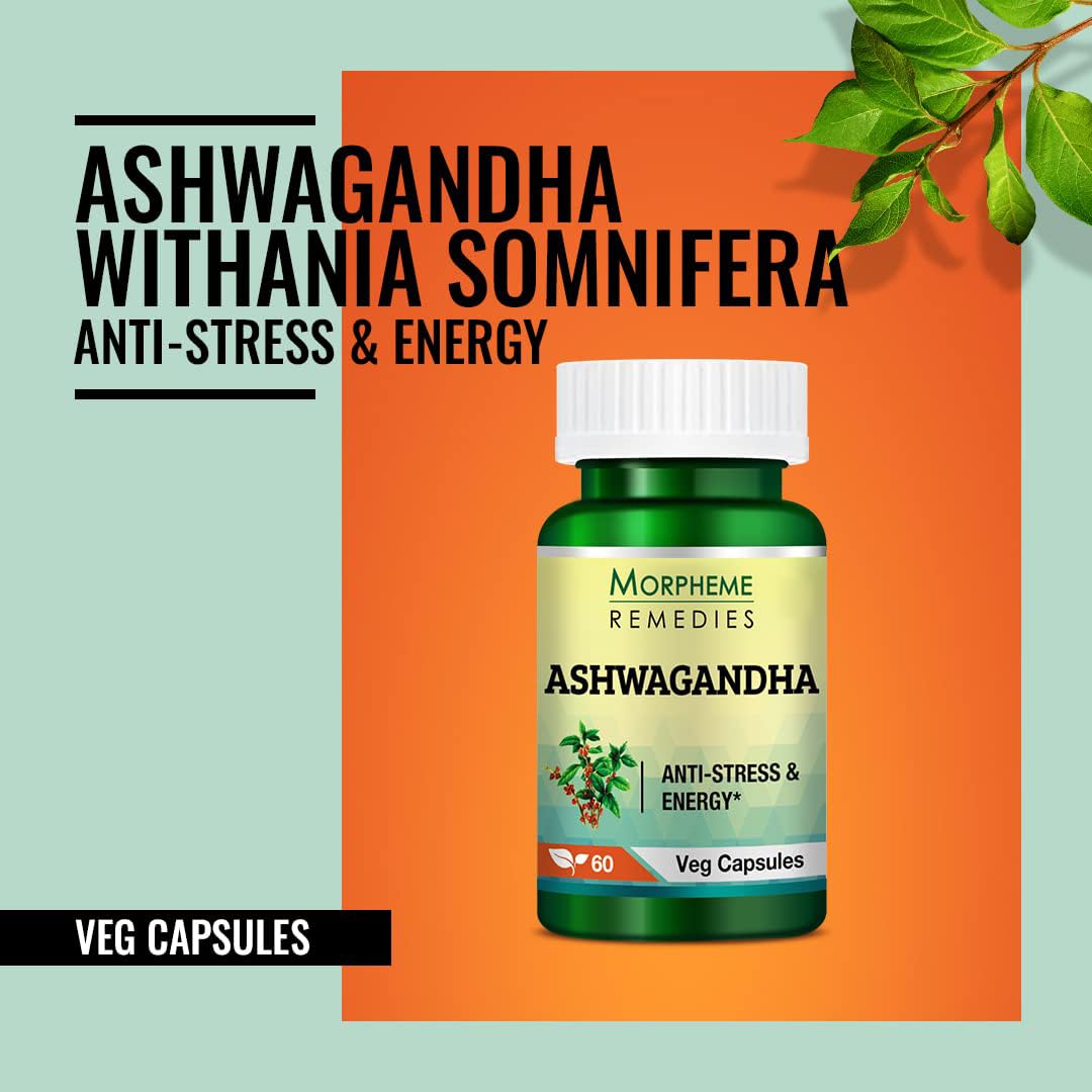 Morpheme Remedies Ashwagandha 500 mg – 60 Veg Capsules For stress management, immune system