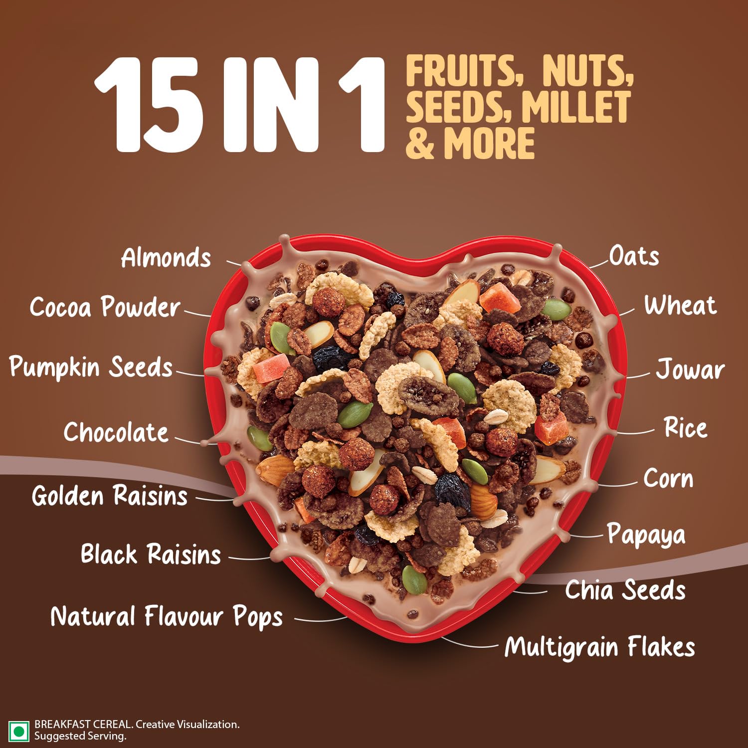 Saffola Muesli Choco Crunch with Flavour Pops, 400 gm/450 gm |