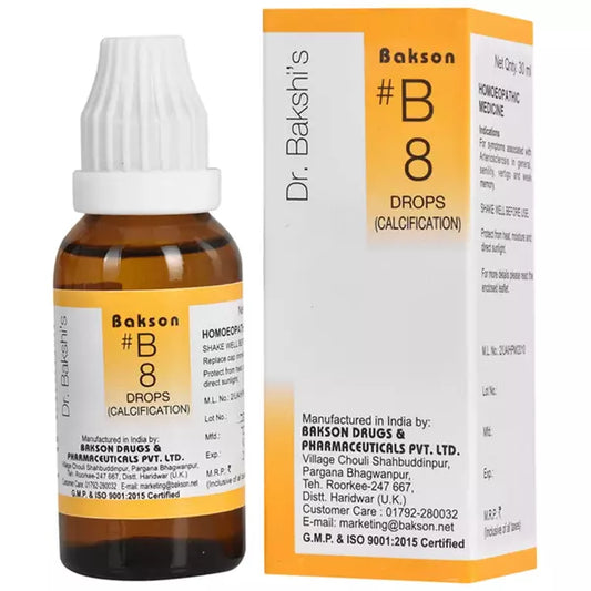Bakson B8 Calcification Drops (30ml) For Cell Elasticity, Reduces Cholesterol levels, Palpitations