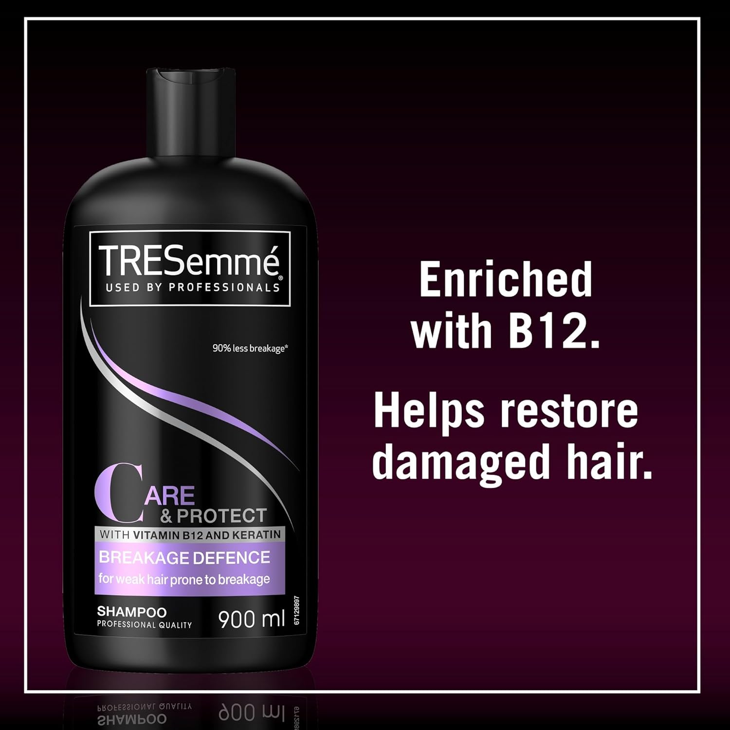 TRESemmé Care & Protect Breakage Defence Shampoo, 900 ml, With Vitamin B12 and Keratin, For Hair Prone to Breakage