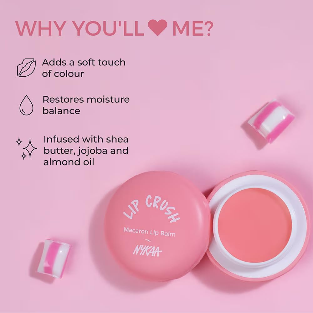 Nykaa Lip Crush Macaron Lip Balm - Strawberry (Pack Of 1)