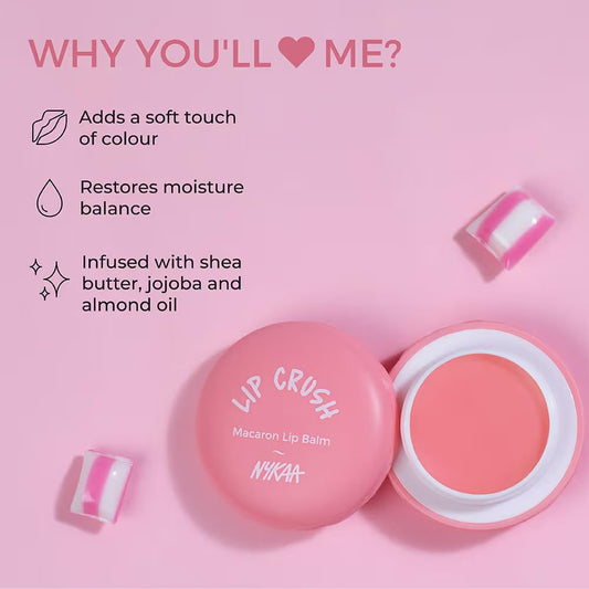 Nykaa Lip Crush Macaron Lip Balm - Strawberry (Pack Of 1)