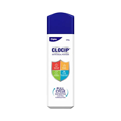 Clocip Dusting Powder 100gm For fungal infections, skin infections like athlete’s foot, ringworm etc.