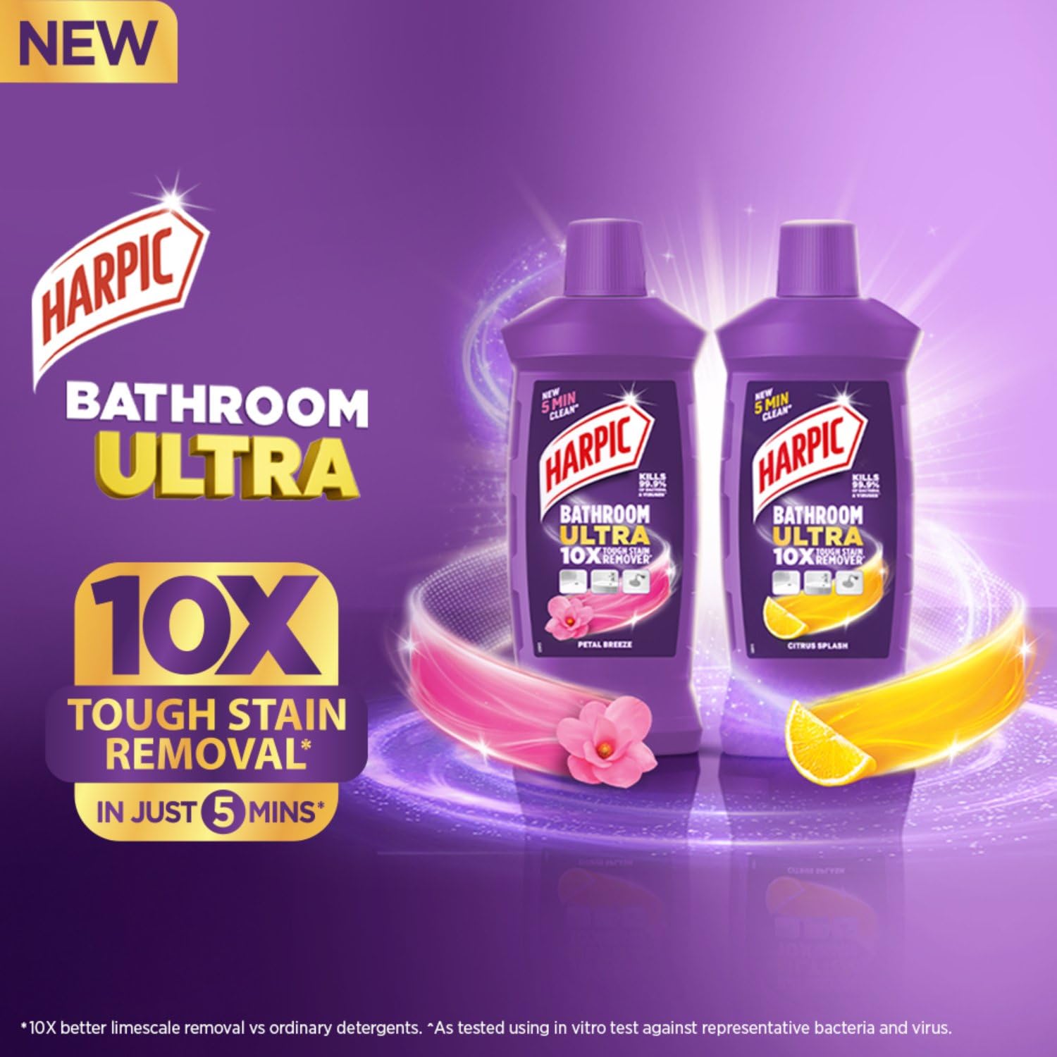 Harpic Bathroom Cleaner Ultra | Citrus Splash | 1L | 10X Tough Stain Remover