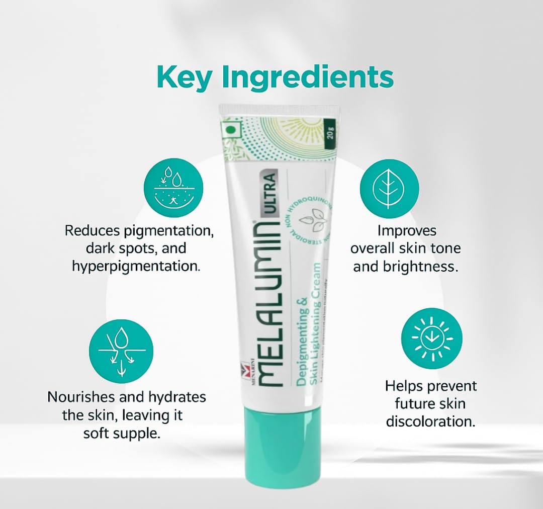 Melalumn Ultra Advanced Depigmenting - Fastest Skin Lightening cream and Radiance-Enhancing Cream with Niacinamide, Glycolic Acid, Kojic Acid, and Arbutin for Hyperpigmentation Treatment and Even Skin Tone, 20g