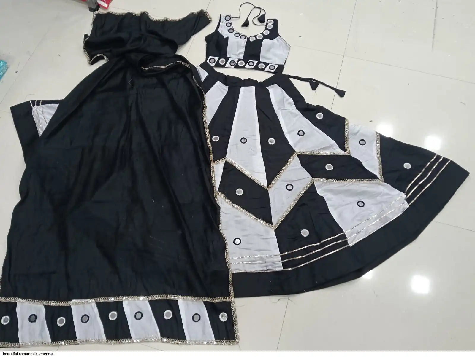 BEAUTIFUL ROMAN SILK LEHENGA