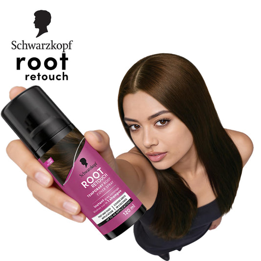Schwarzkopf Root Retouch Instant Grey Hair Concealer Spray Sweat And Rain Resistant, Matte Finish Perfect Coverage | Upto 40 Fast and Easy Applications | Unisex| For All Hair Types, Dark Brown, 120ML