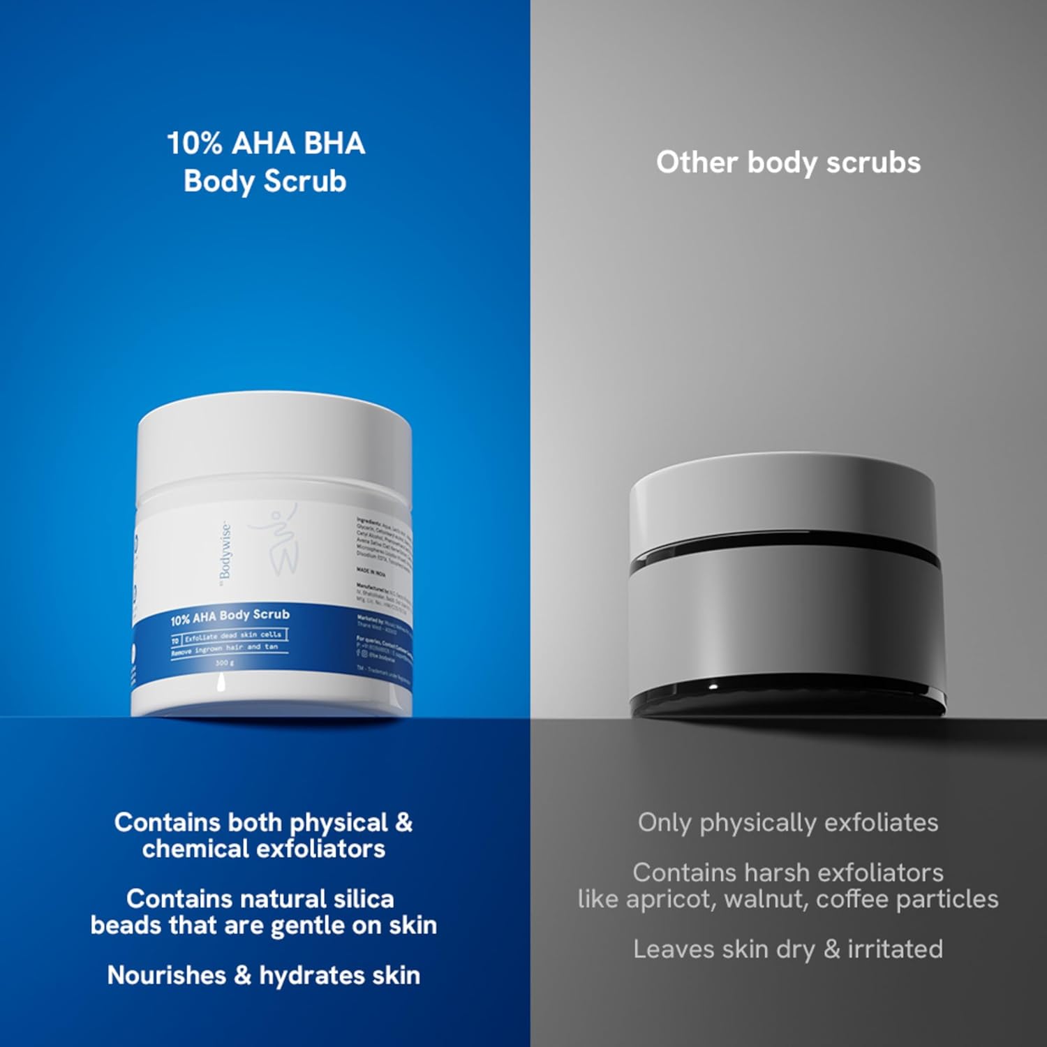 BeBodywise 10% AHA Lactic Acid Body Scrub - 300 gm