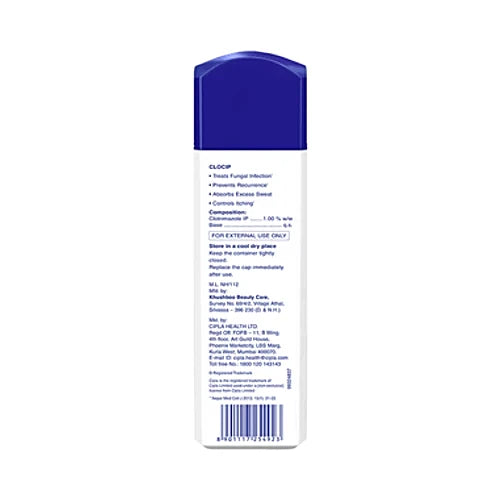 Clocip Dusting Powder 100gm For fungal infections, skin infections like athlete’s foot, ringworm etc.
