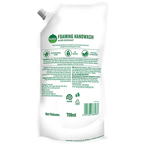 Dettol Aloe Coconut Foaming Handwash, 700 ml